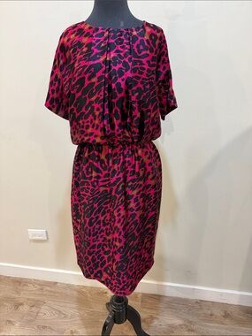 St. John Collection silk leopard print dress